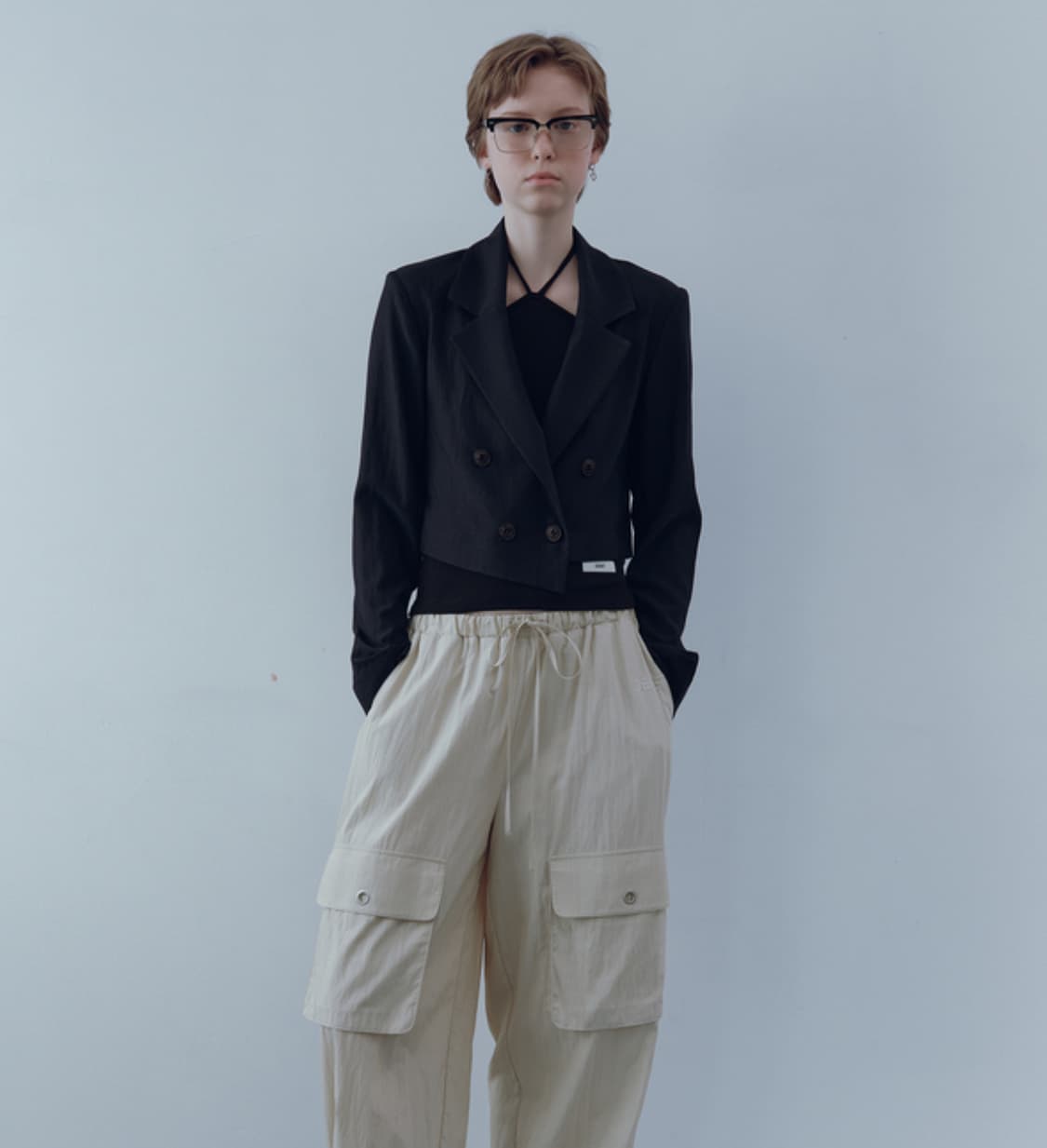 다이닛 크롭 블레이저 네이비 상품이미지1