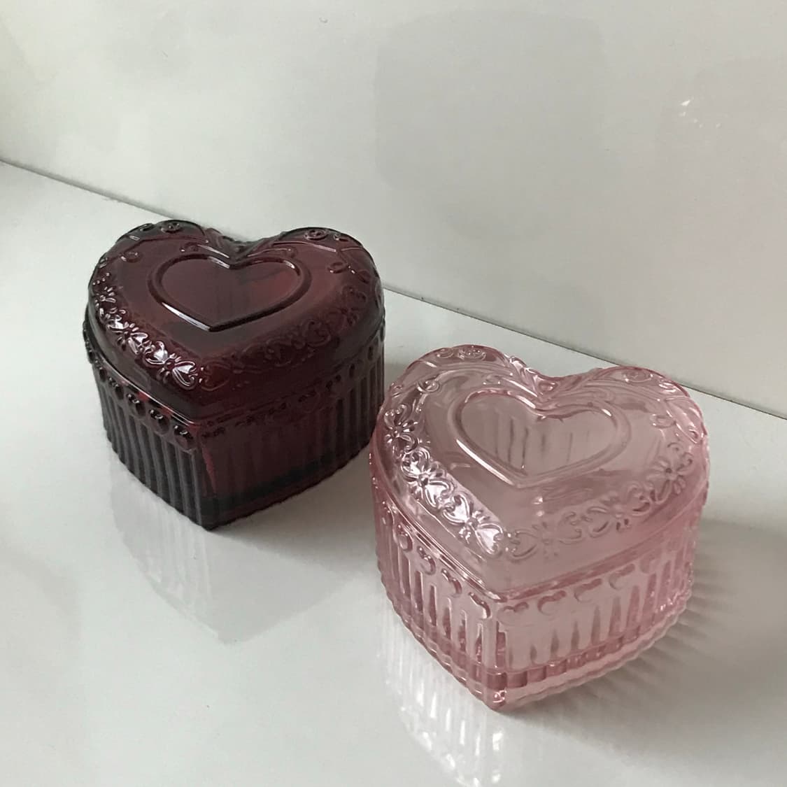 하트 유리 보석함 보관함 빈티지 상품이미지2