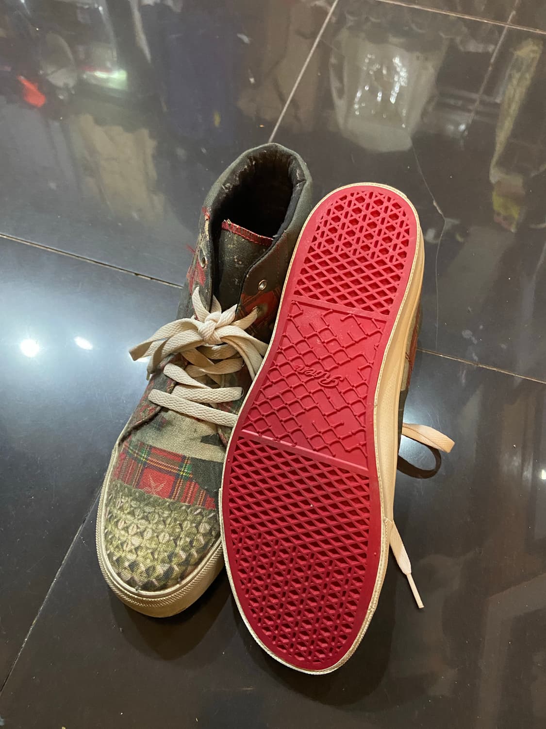 00~10s Roen 로엔 메탈 스터드 체크 패턴 하이탑 상품이미지8