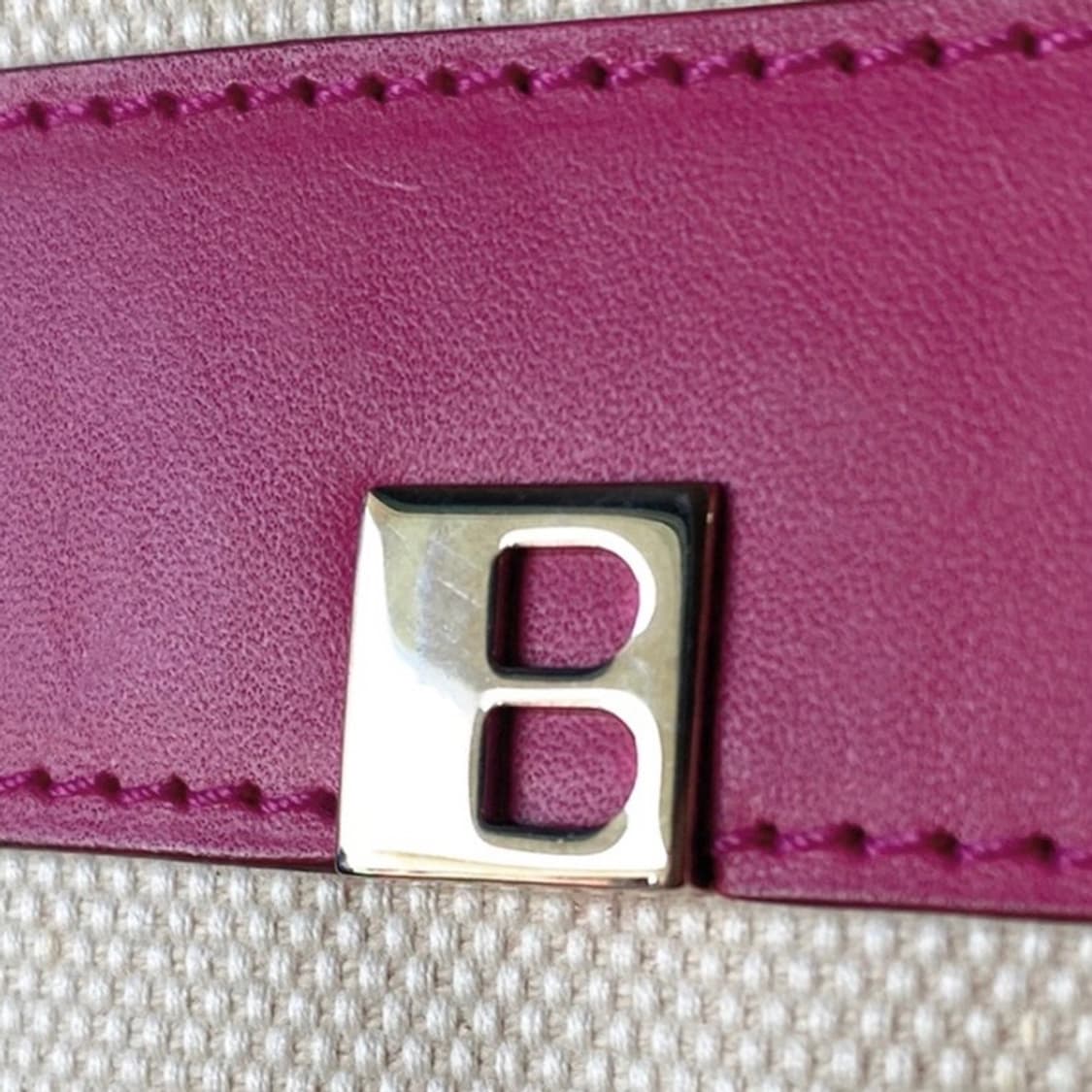 [정품] BALLY 발리 핑크레더 레이어드 코튼 토트백 상품이미지3