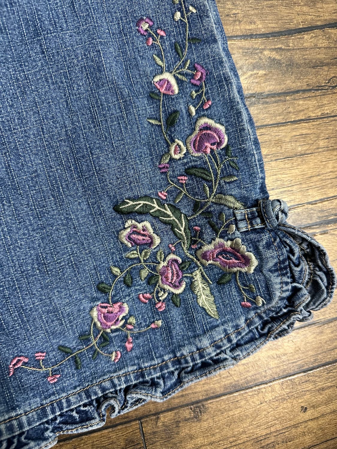 Y2K 플라워 자수 부츠컷 데님 팬츠 30 SHYGER JEANS 상품이미지3