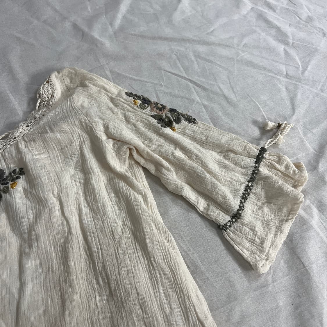 모리걸 히피 하구미 보헤미안 자수 블라우스 아이보리 상품이미지3