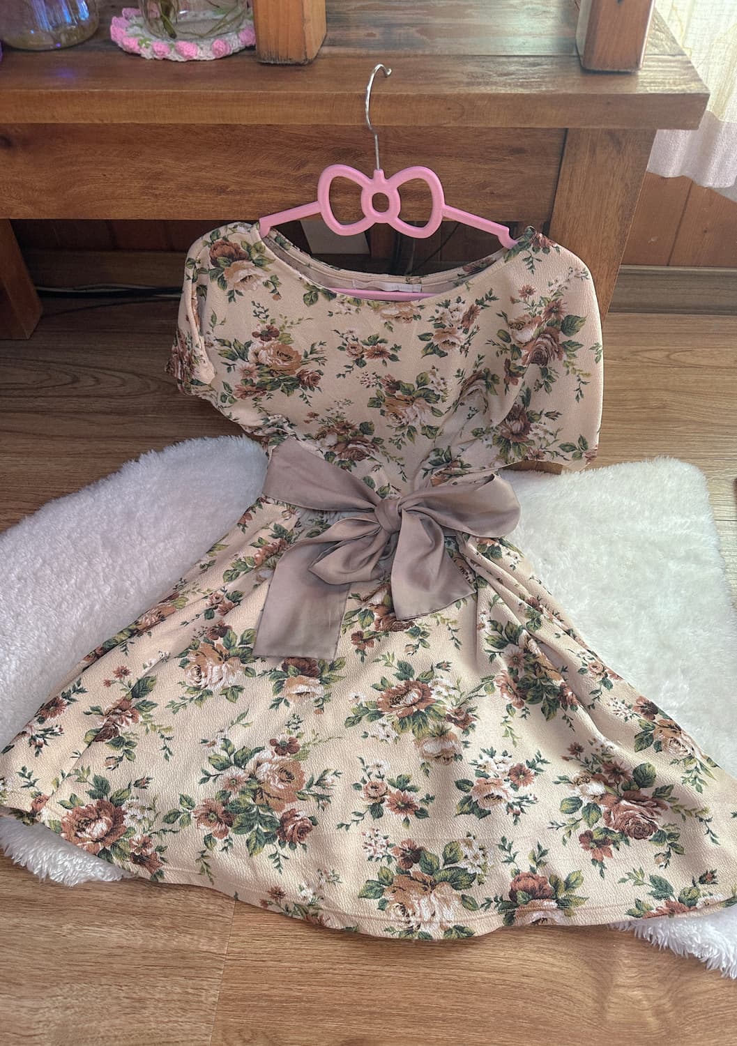 빈티지 플라워 라떼 원피스 핑크 브라운 로걀 히메갸루 짜잔씨 리즈리사깔 상품이미지1