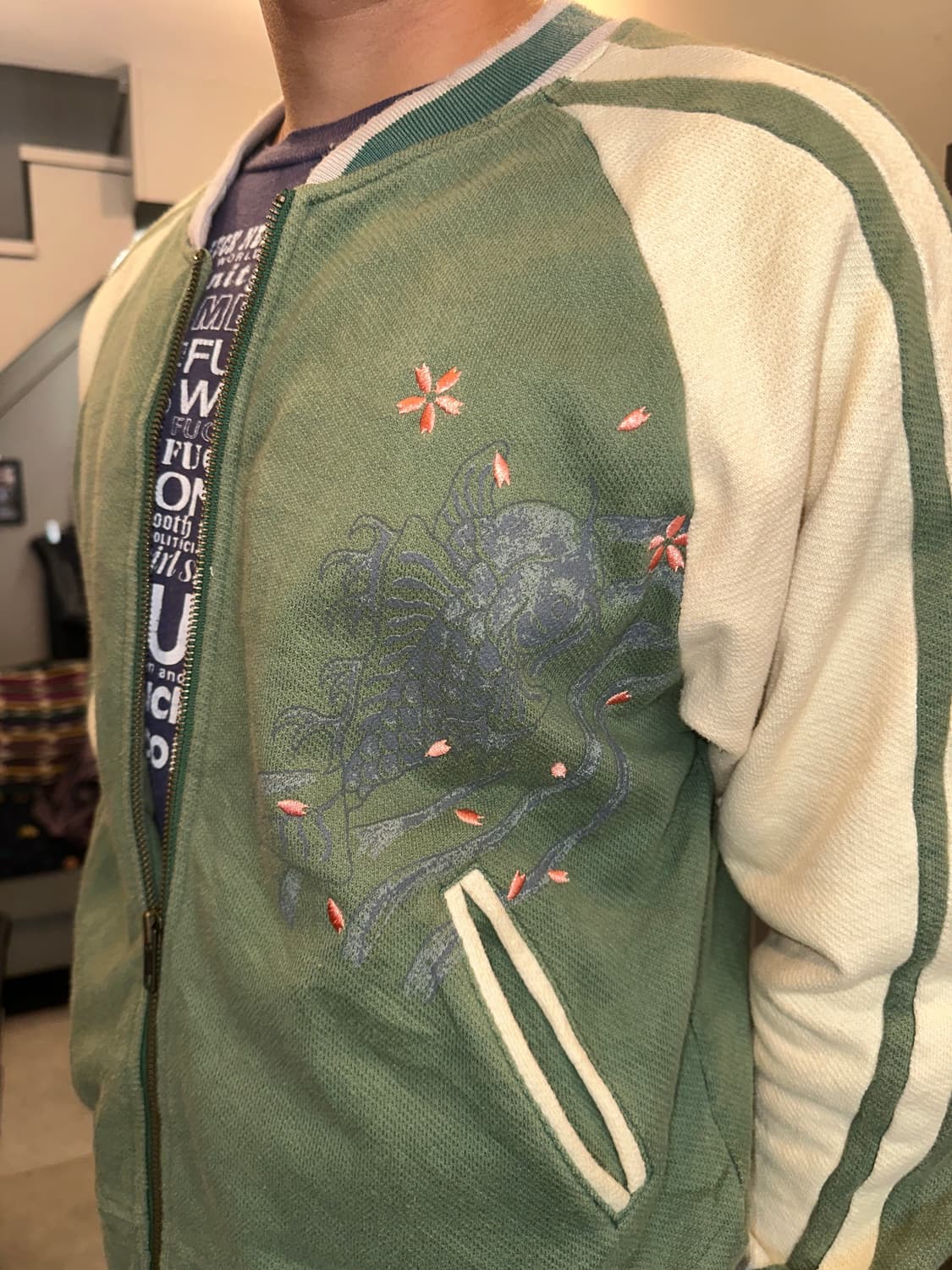 90’s Japanese flower Sukajan Souvenir JK 상품이미지4