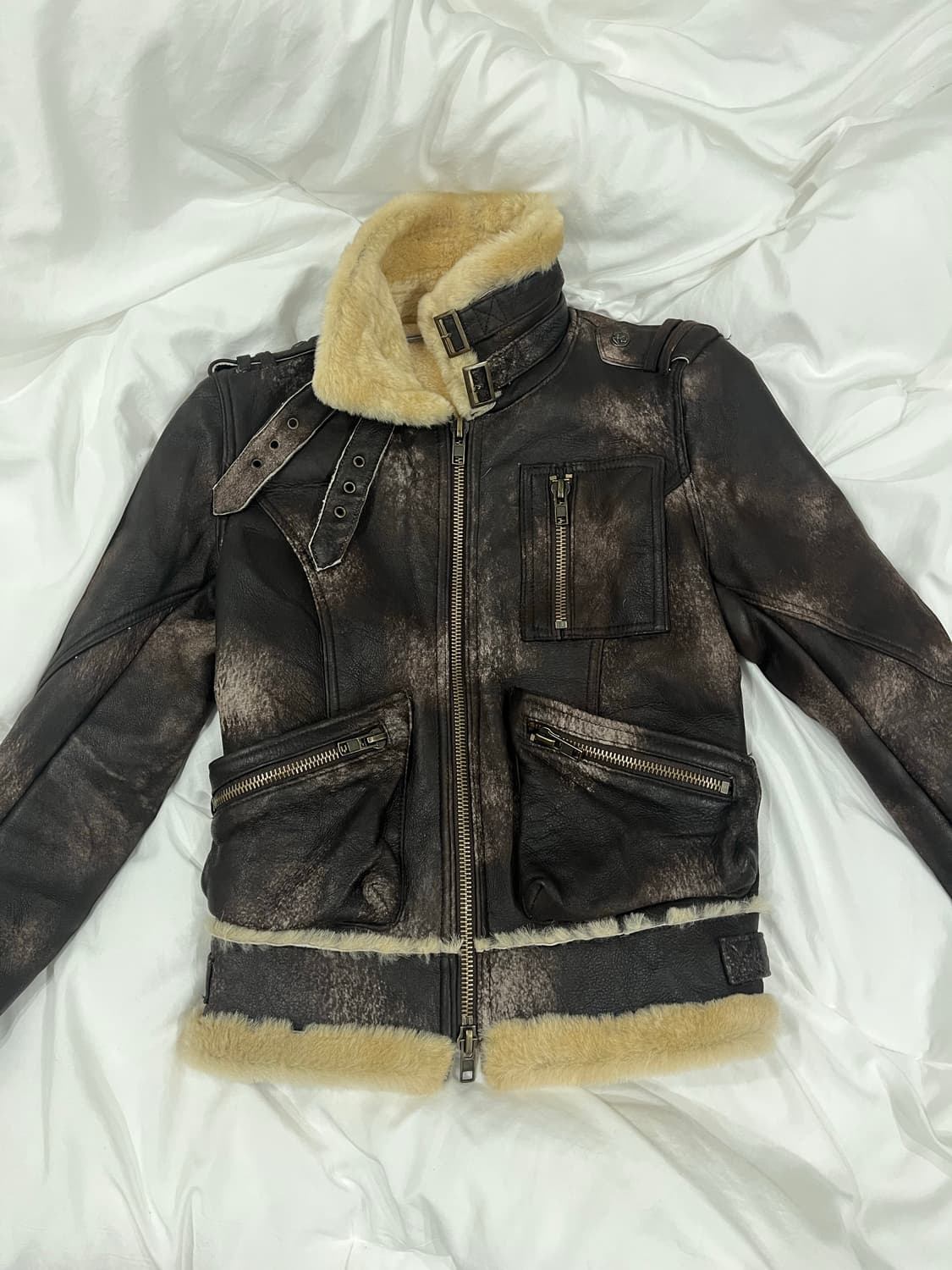 Vintage mustang jk 리얼 양가죽 털 무스탕 하이넥 자켓 상품이미지1