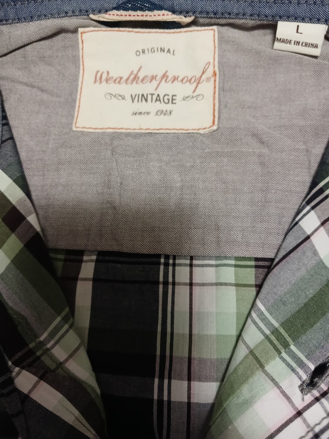 웨더 프루프 빈티지 그린 체크 셔츠 상품이미지2