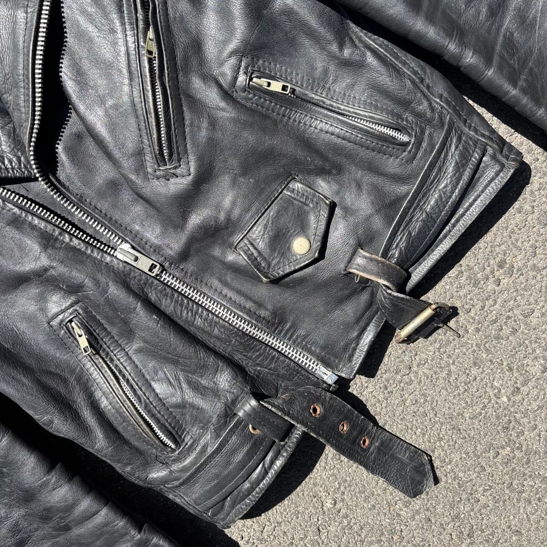 올드 레더 더블 라이더 자켓 상품이미지5