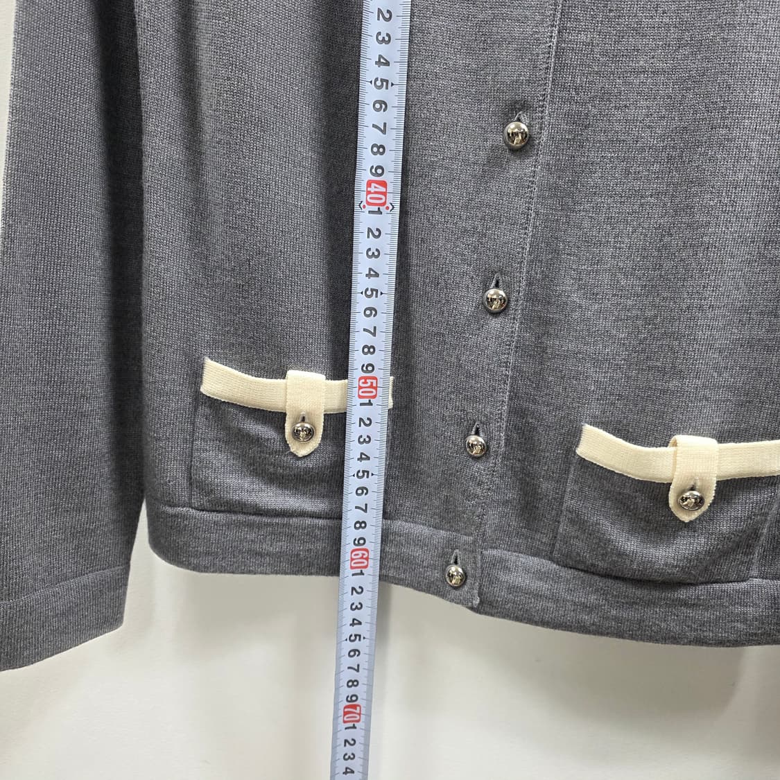 0771 [COACH] 코치 울100 가디건 배색 니트 S 상품이미지5