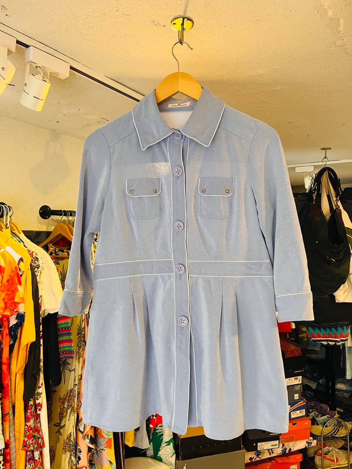 쿠레쥬 스트라이프 셔츠 원피스 상품이미지2