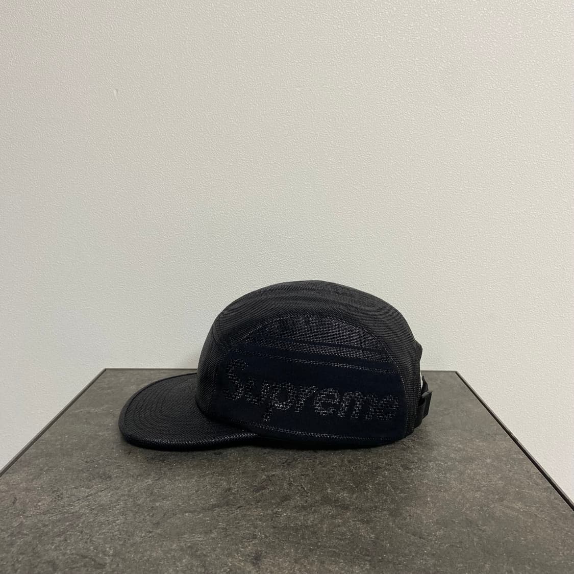 슈프림 우븐 사이드 로고 블랙 캠프캡 모자 상품이미지2