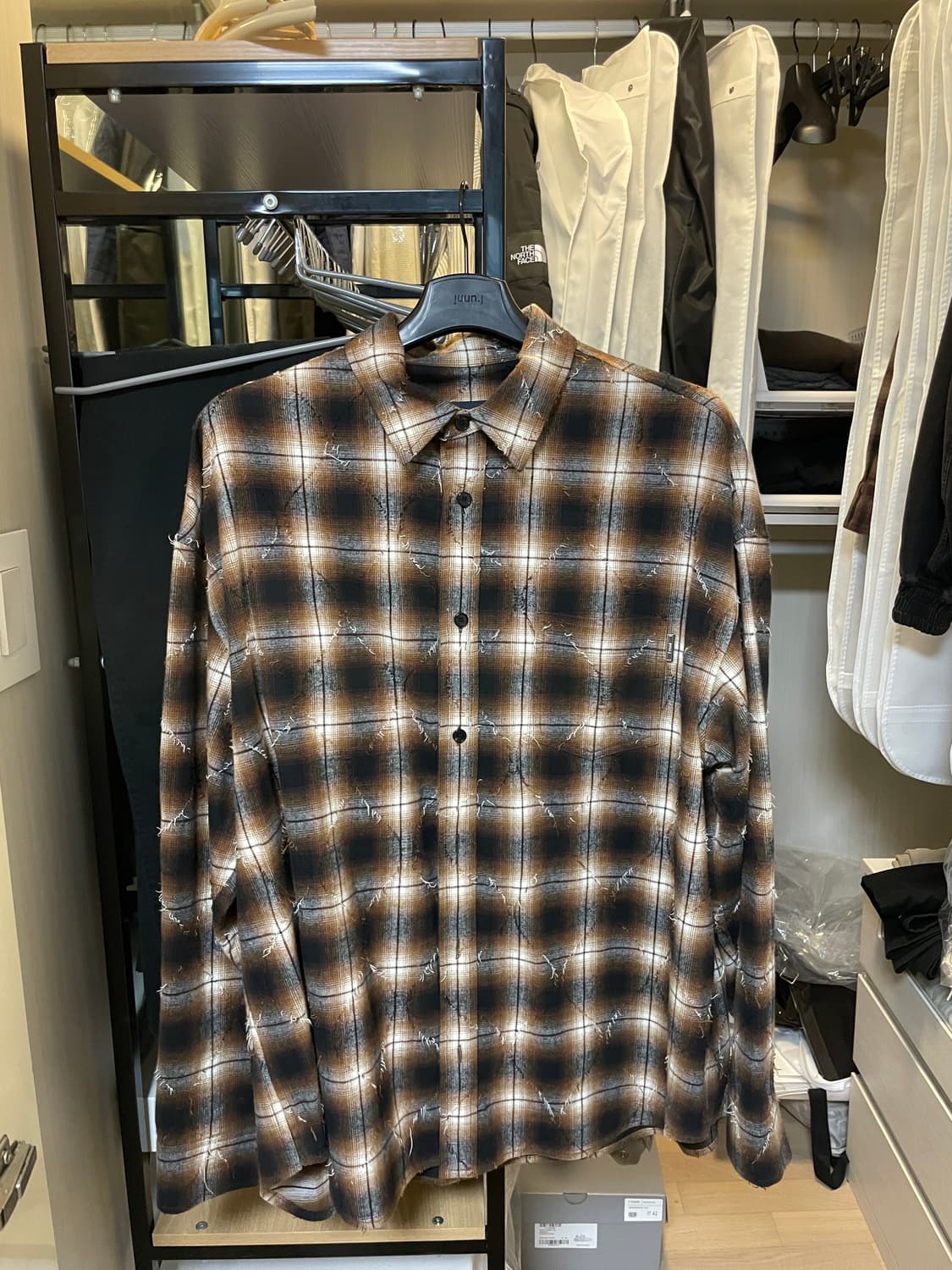 준지 브라운 아가일 셔츠 46사이즈 상품이미지1