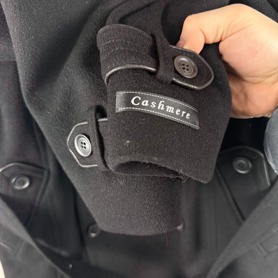 95) 마인드브릿지 더블버튼 울 캐시미어 숏 코트 블랙 상품이미지4