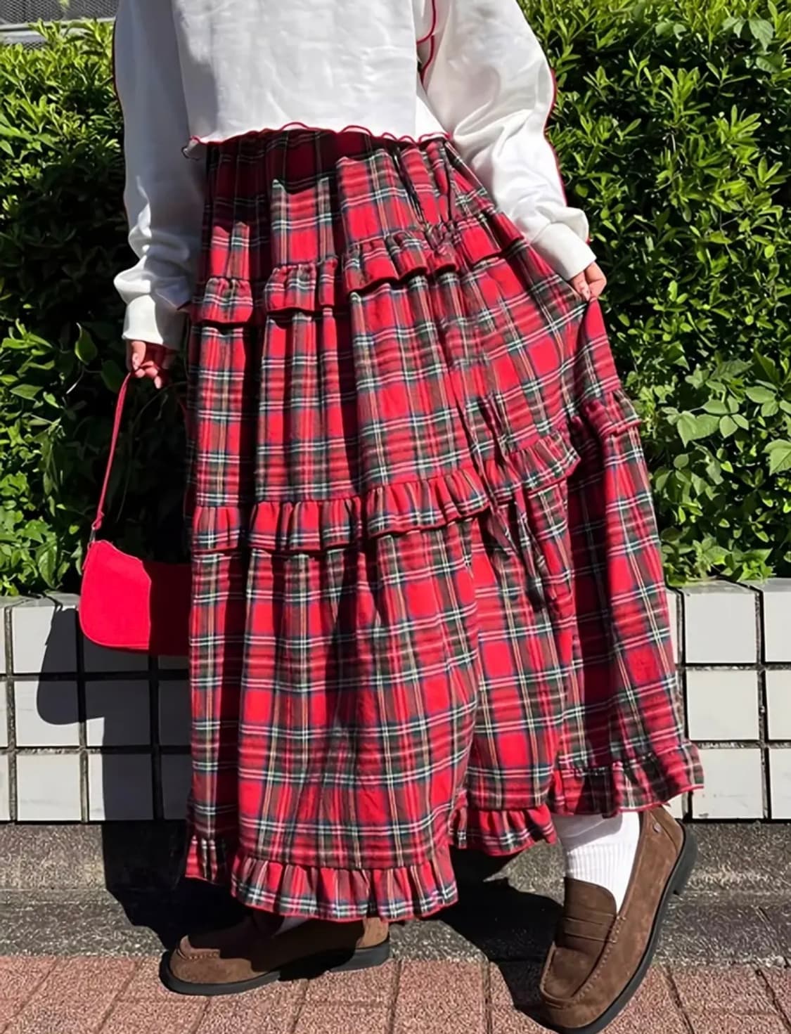 미착용) 체크 밴딩 스커트  상품이미지2