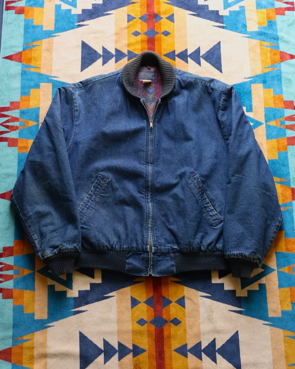 오시코시 70~80s 아즈텍 라이닝 데님 봄버자켓 상품이미지2