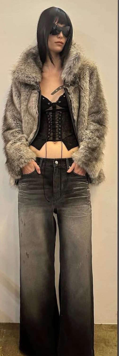 2000아카이브 퍼자켓 그레이 상품이미지1