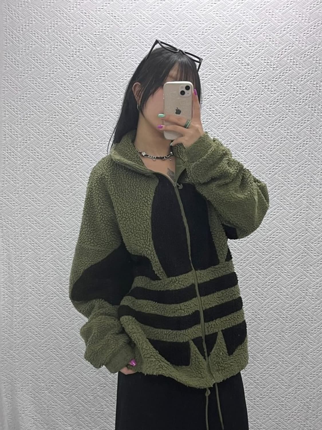 아디다스 키치 빅 트레포일 말차 카키 후리스 M C07049 상품이미지2