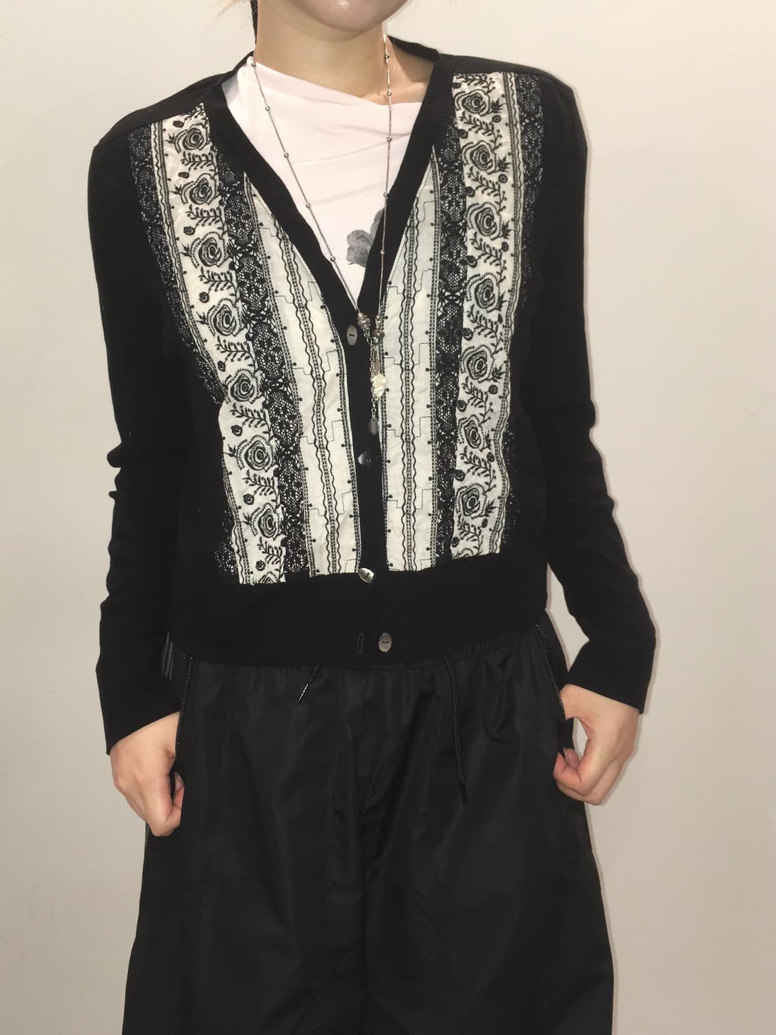 jpn vintage black unique lace cardigan 상품이미지4
