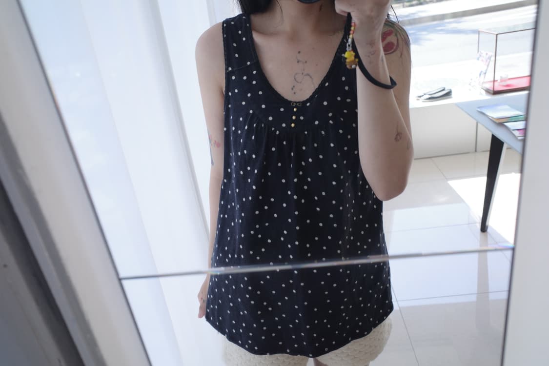 Back ribbon dot sleeveless 상품이미지3