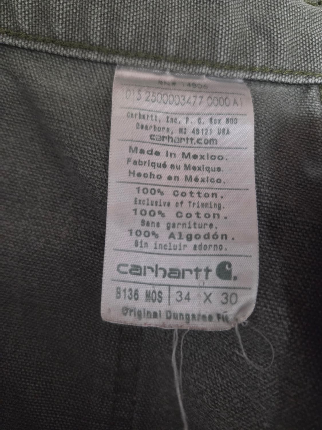 빈티지 페인팅 칼하트 B136 더블니 모스그린 34 x 30 상품이미지8