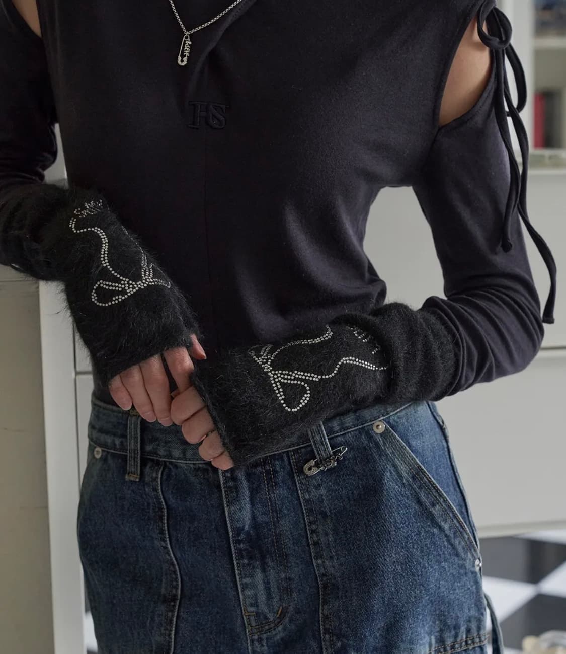 더블힙스 리본 앙고라 워머 상품이미지1