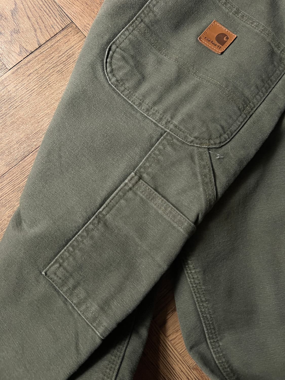 [38]칼하트 USA 체크 라이닝 모스그린 싱글니 카펜터 워크 팬츠 상품이미지7