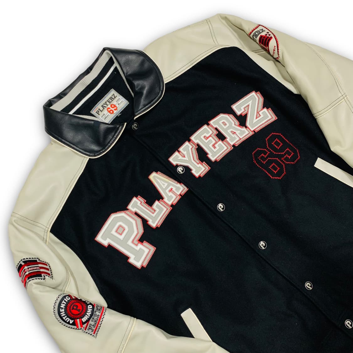 PLAYERZ 69번 올드스쿨 힙합 비건 레더 바시티 상품이미지1