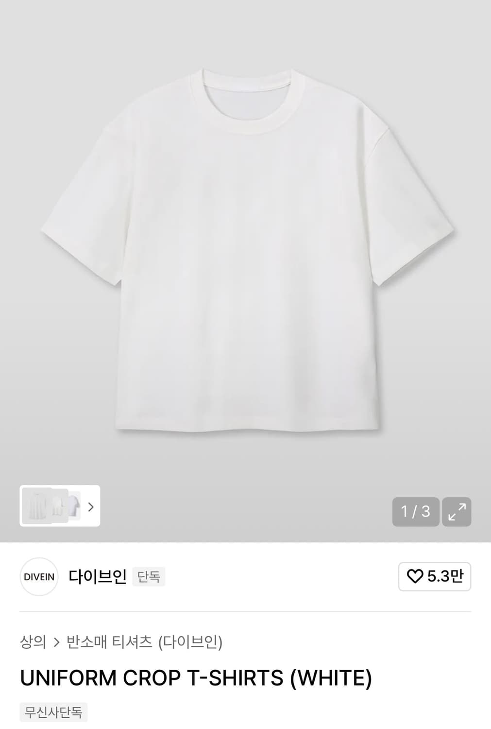 다이브인 크롭 티셔츠 새상품 상품이미지2