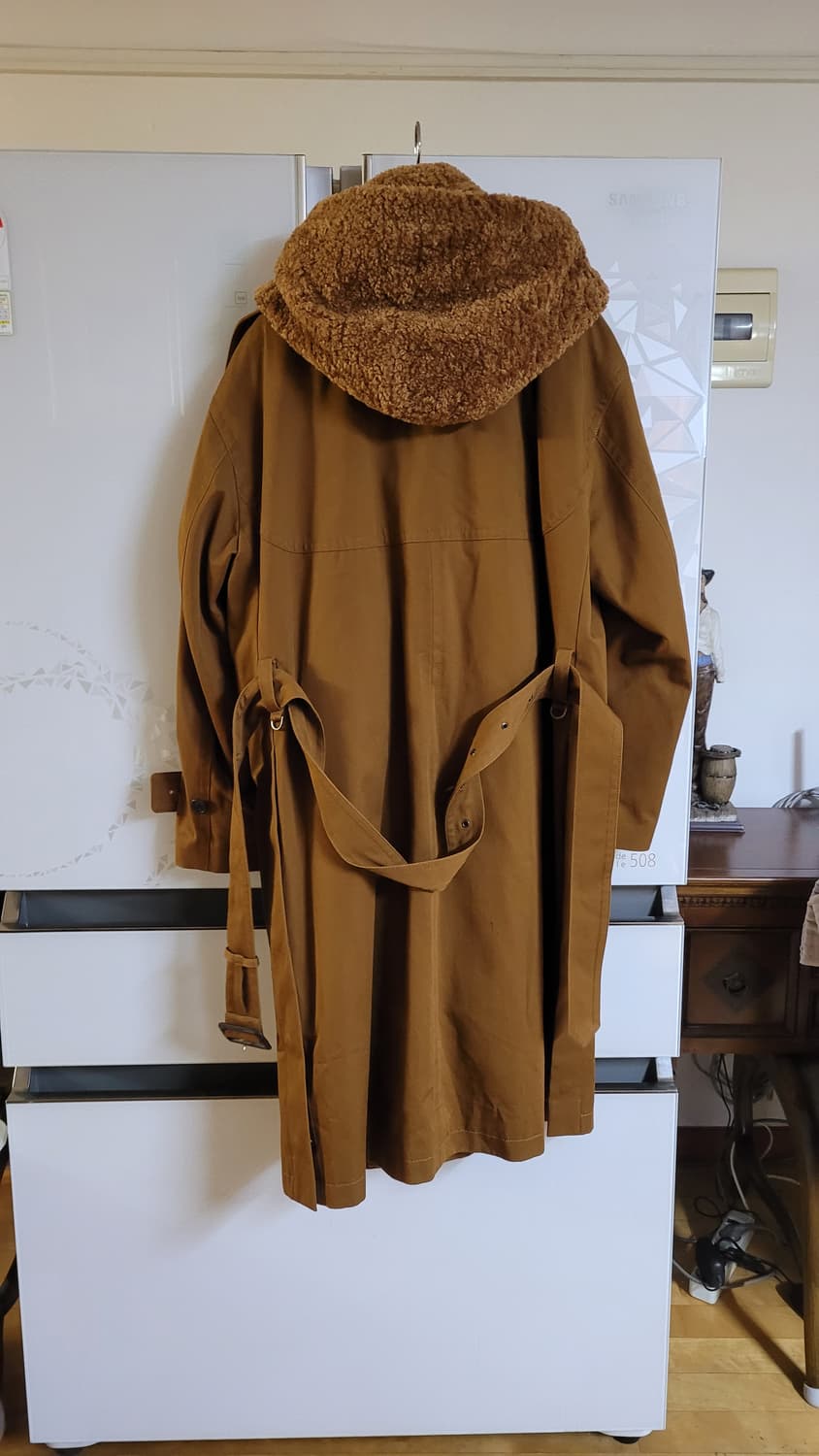 송지오옴므 코트 페이크 시어링 후드 레이어드 상품이미지8