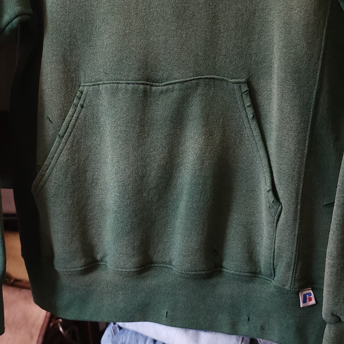 90s 러셀 후드 썬페이딩 그린 빈티지 스웻셔츠 s 상품이미지6