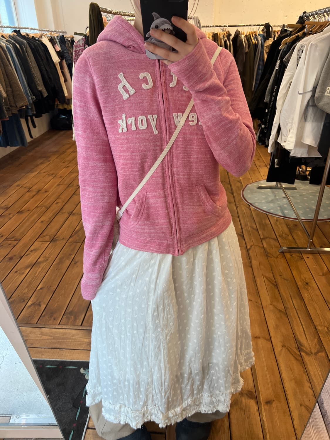 아베크롬비 핑크 뽀글이 후드집업 상품이미지2