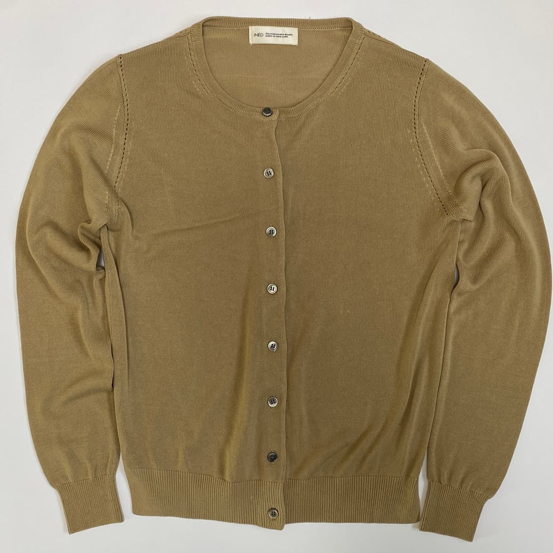 🍯 [INÉD] 미니멀 라운드넥 니트 가디건 (카멜 베이지) 상품이미지2