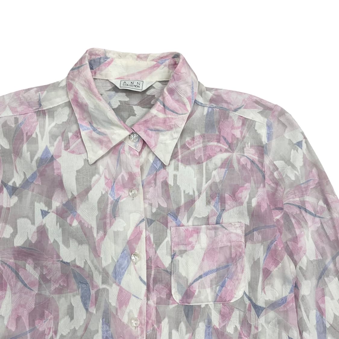 Pink See-Through Embroidery Detail Shirt 상품이미지3