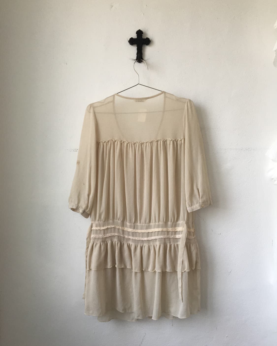 Crochet trimming button up one piece car 상품이미지3