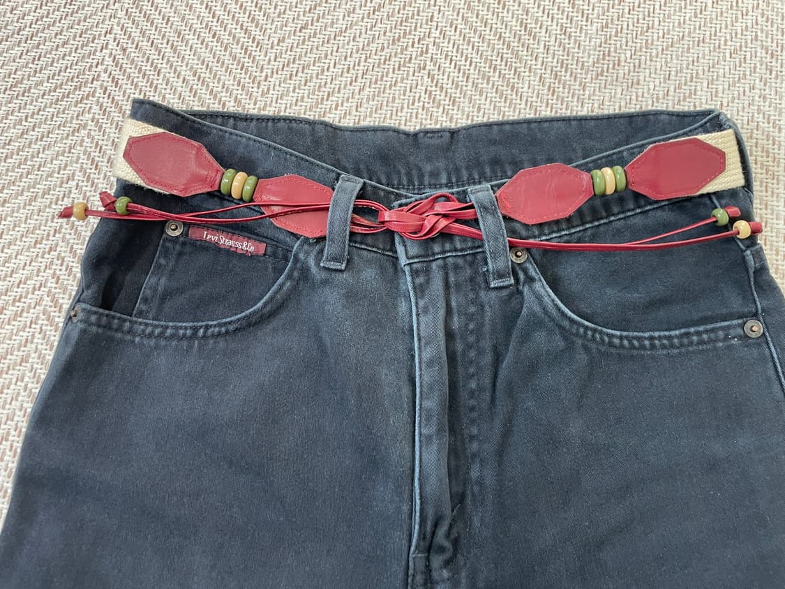 빈티지 웨스턴 비즈 스트랩 웨빙 벨트 J03879 상품이미지2