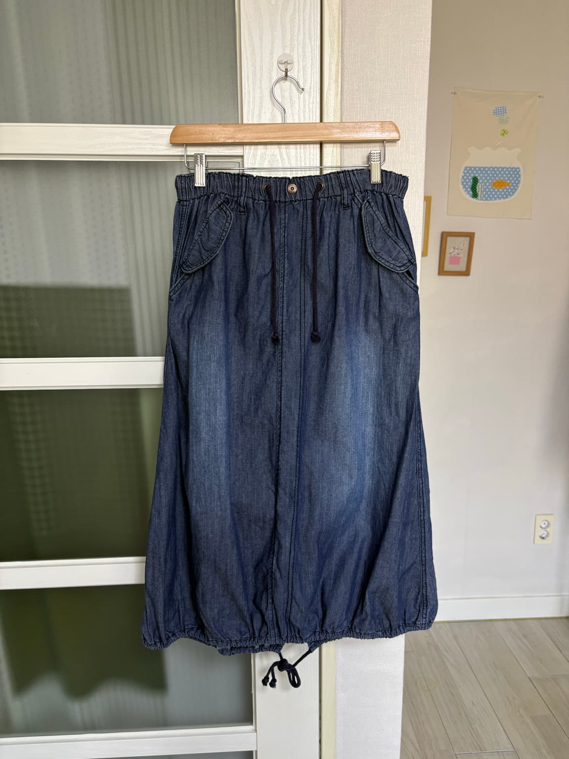 데님 벌룬 롱 스커트 상품이미지1