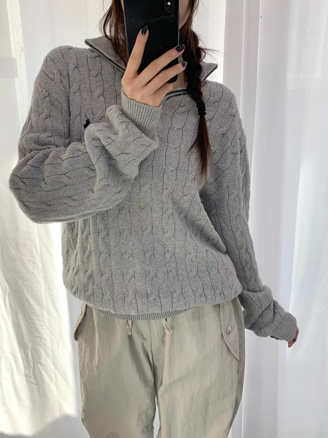 Polo 폴로 랄프로렌 신형 그레이컬러 케이블 하프집업 상품이미지1