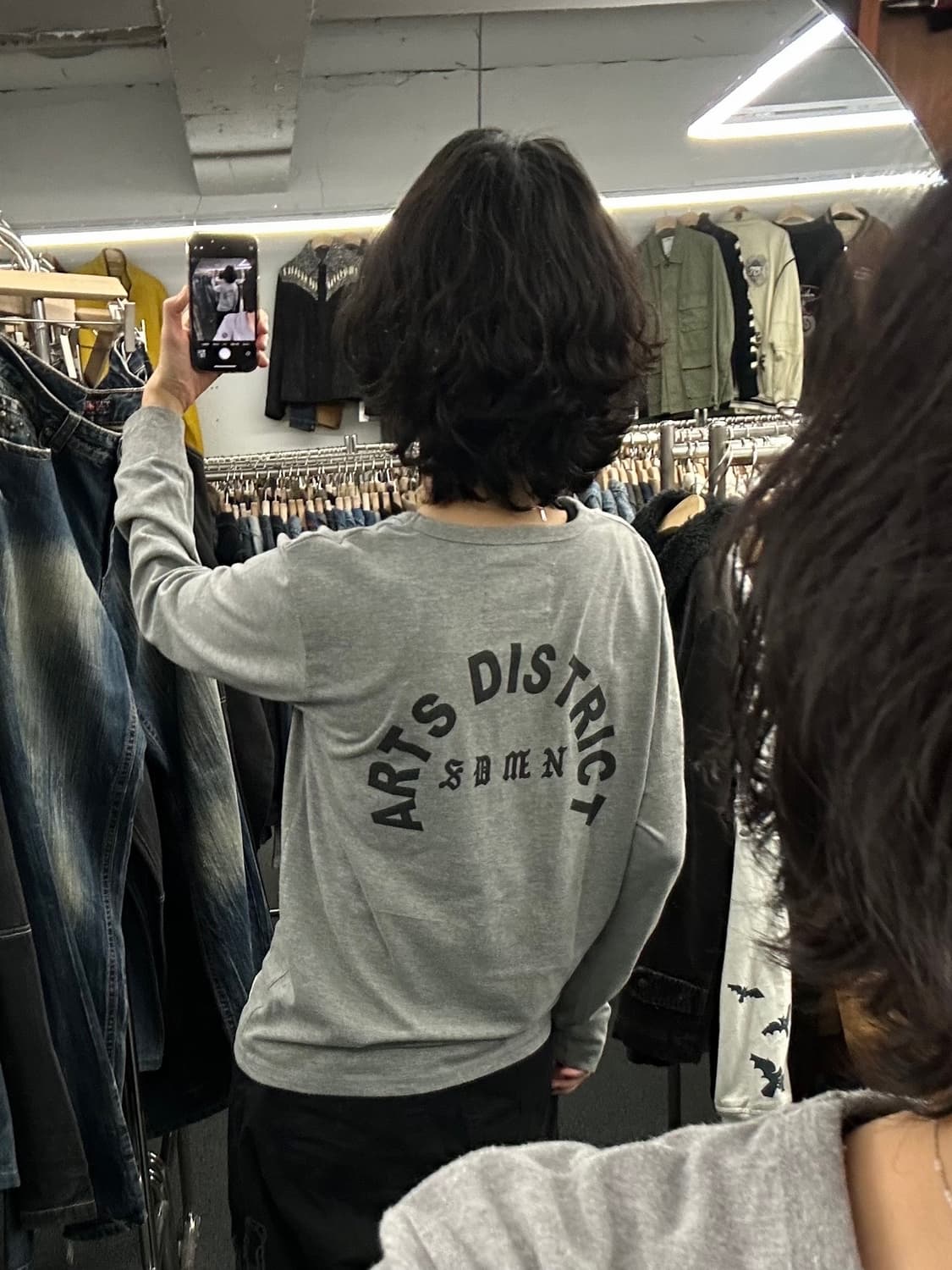 L)Japanese vintage 레터링 프린팅 그레이 롱슬리브 상품이미지3