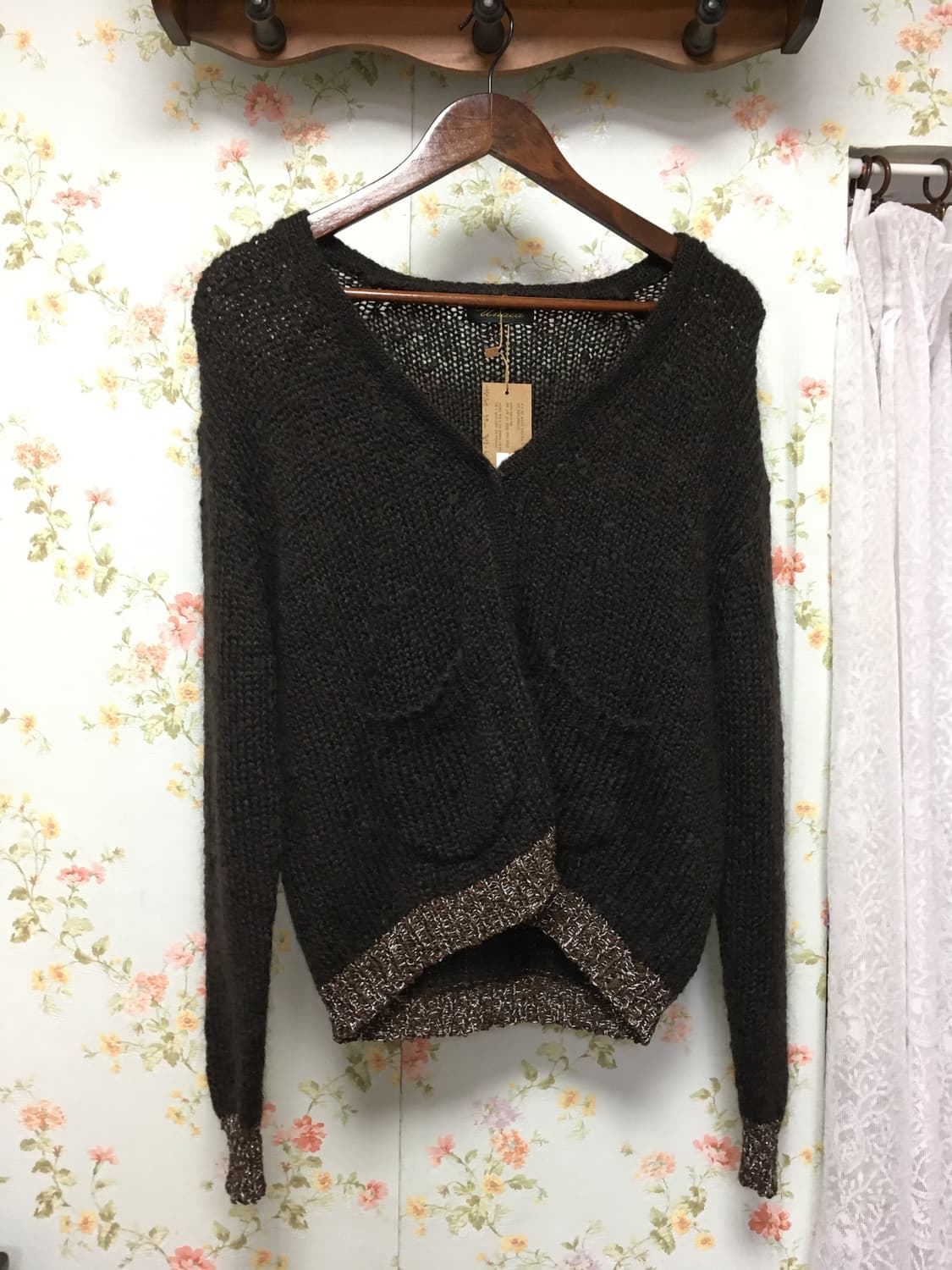 빈티지 배색 가디건 상품이미지1