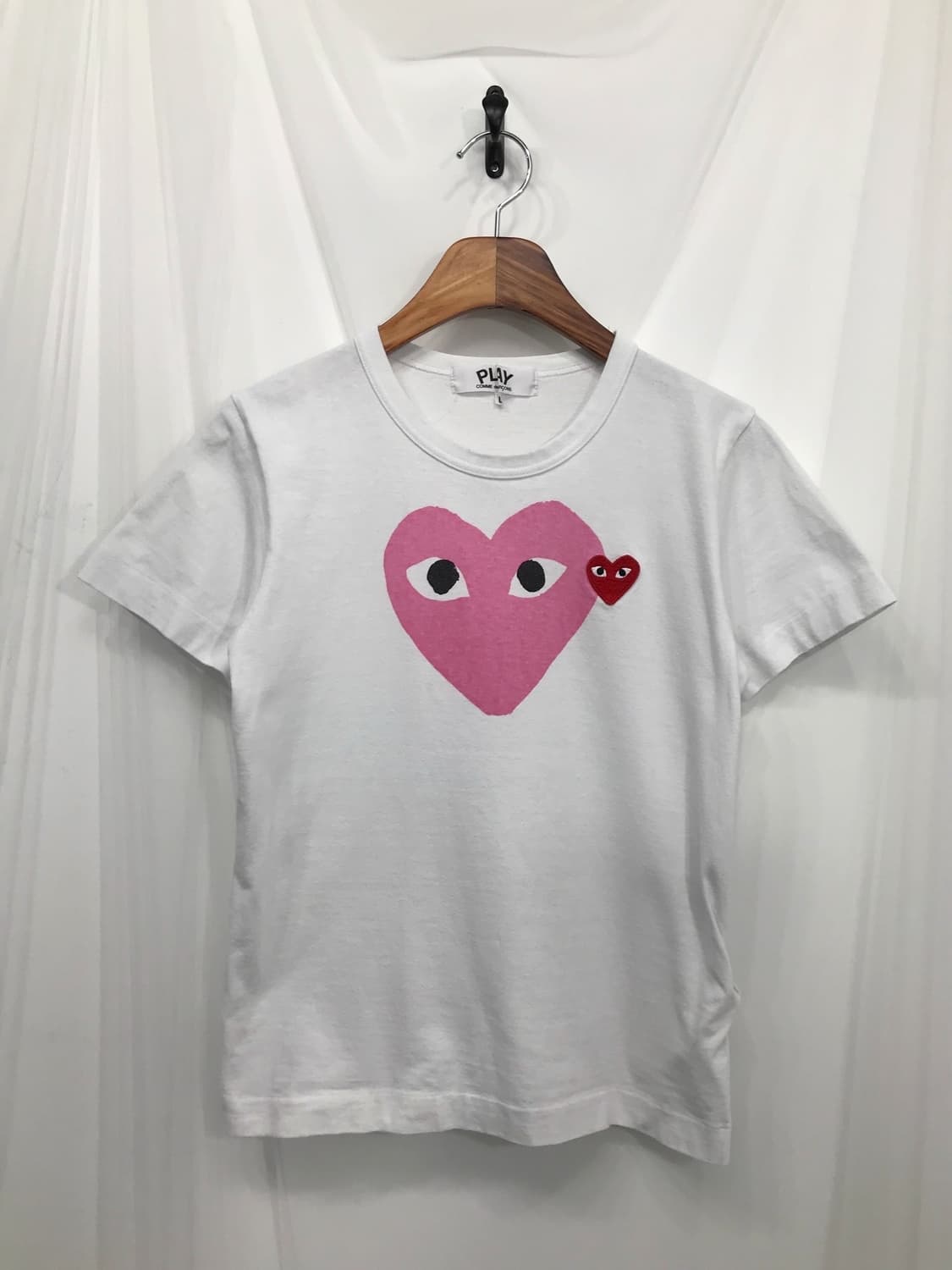 꼼데가르송 더블하트 핑크&레드 반팔 티셔츠 상품이미지6