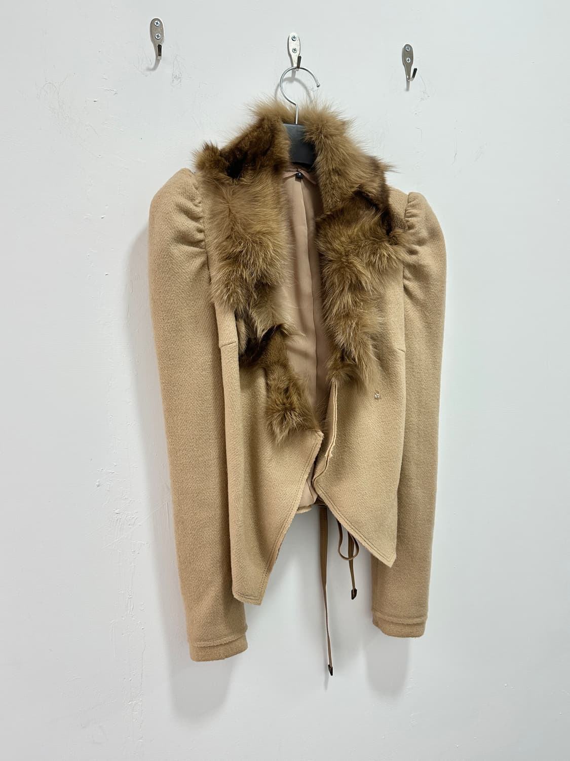Fox fur trimming asymmetric cardigan 상품이미지2