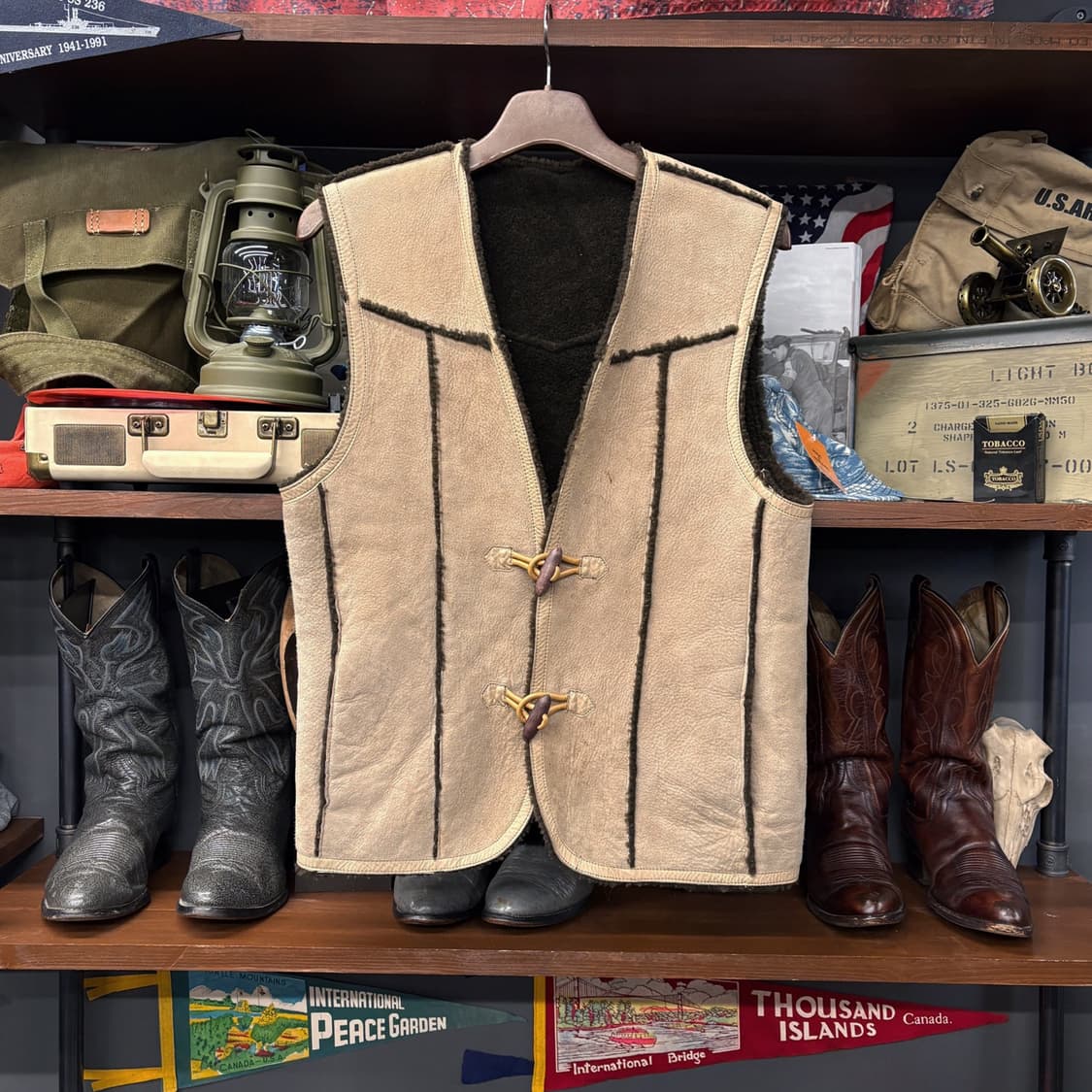 빈티지 시어링 양털 스트링라인 스웨이드 베스트 N513 상품이미지1