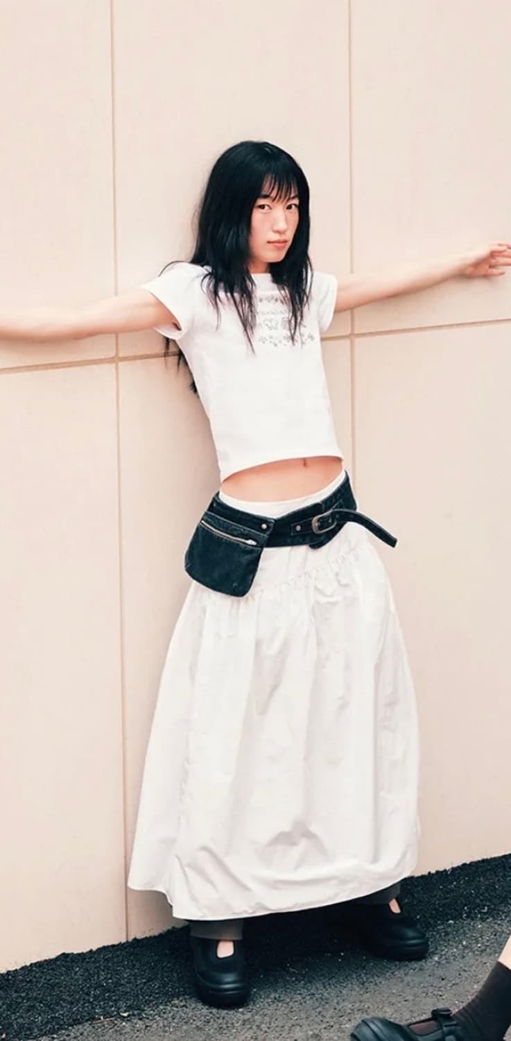 새상품) 리본빛x아카이브앱크 스웨이 롱 스커트(화이트) 상품이미지2