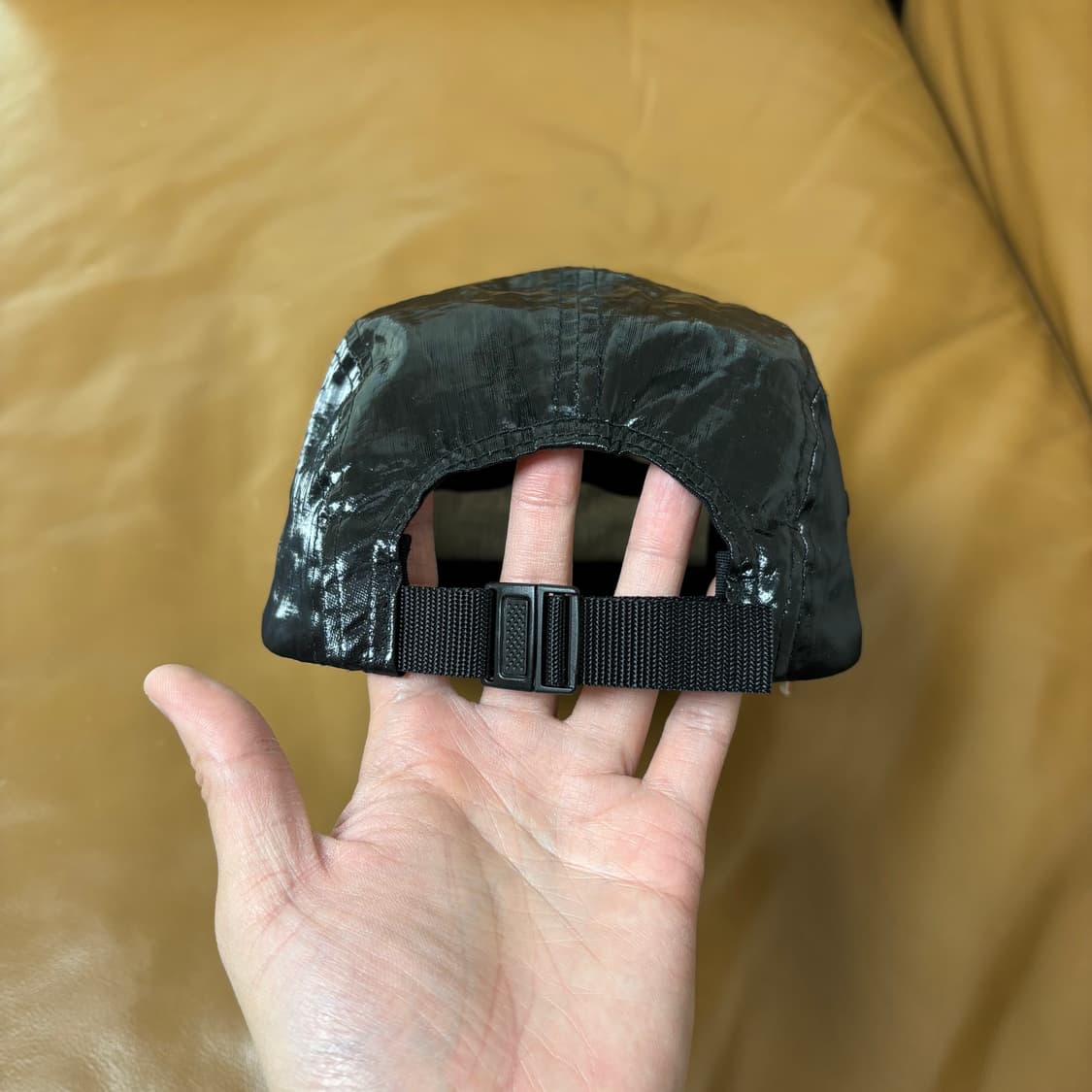 슈프림 캠프캡 모자 박스로고 코티드 리넨 블랙 상품이미지7