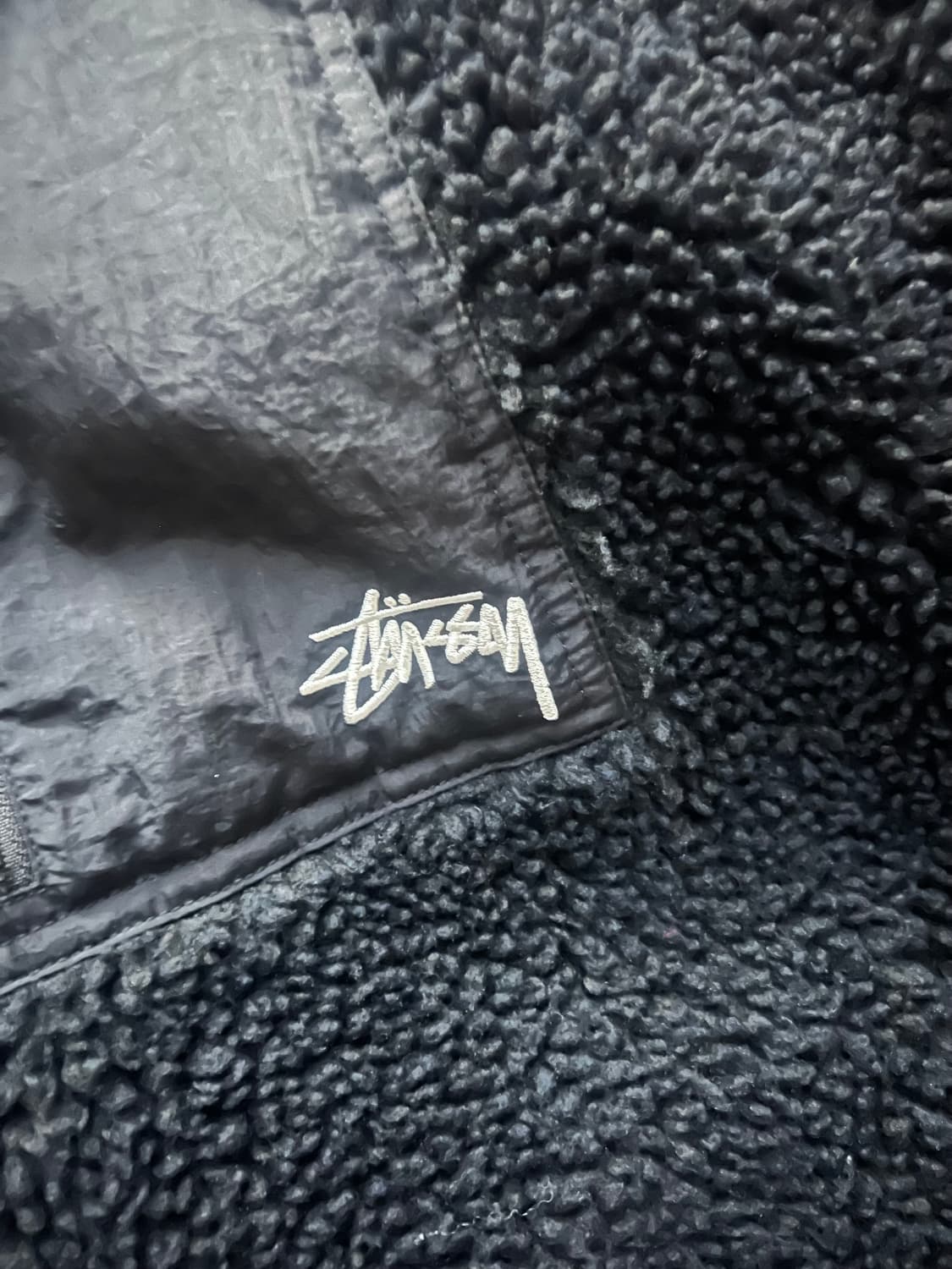 스투시 쉐르파 리버시블 자켓 블랙 L사이즈 상품이미지2