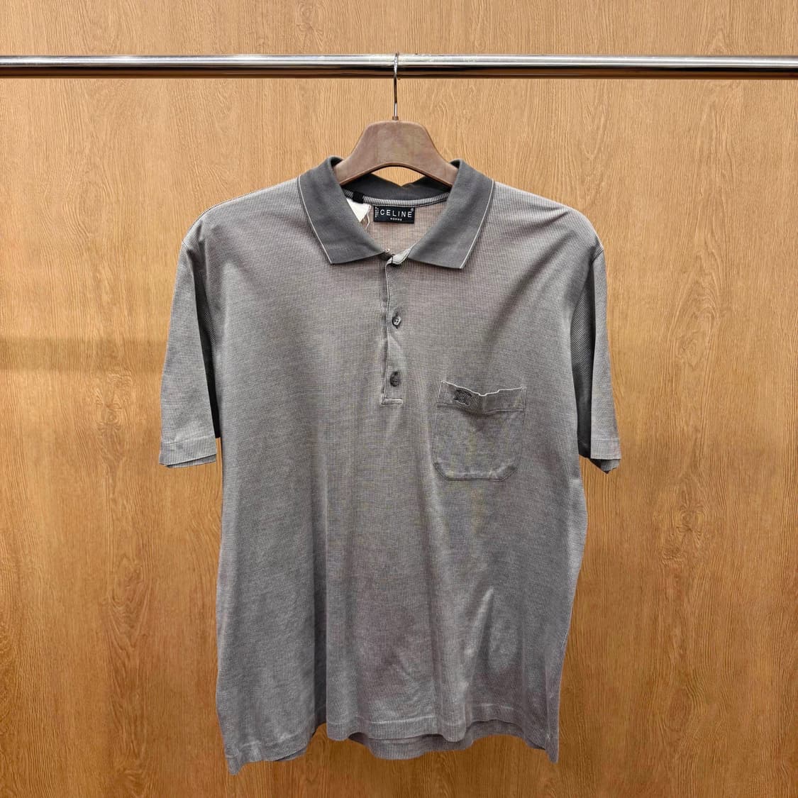 셀린느 옴므 패턴 반팔 카라티 포켓 디테일 클래식 그레이 상품이미지2