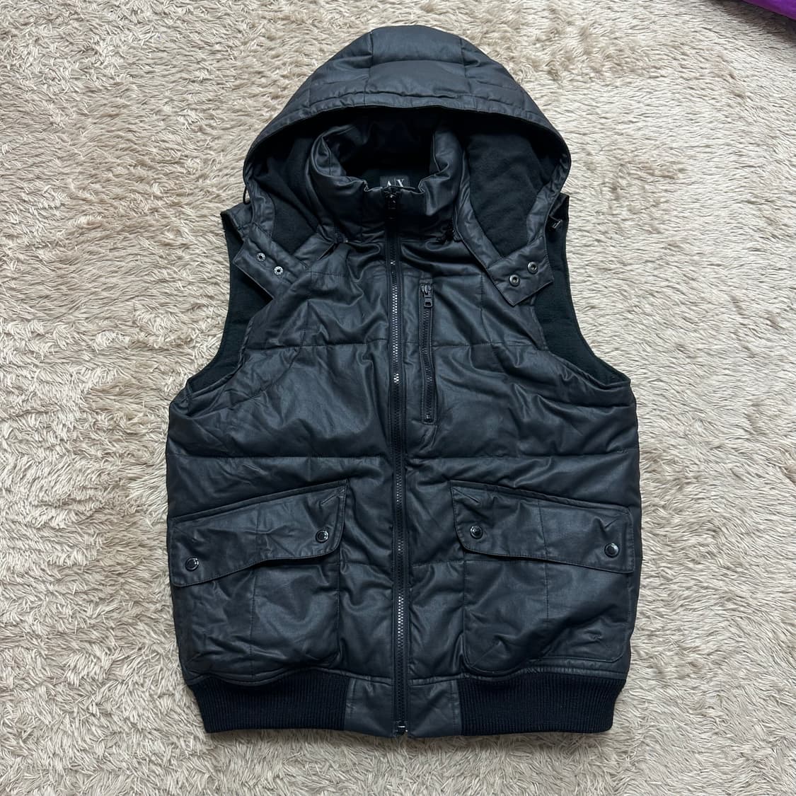 아르마니 익스체인지 코팅 후드 패딩조끼 상품이미지1