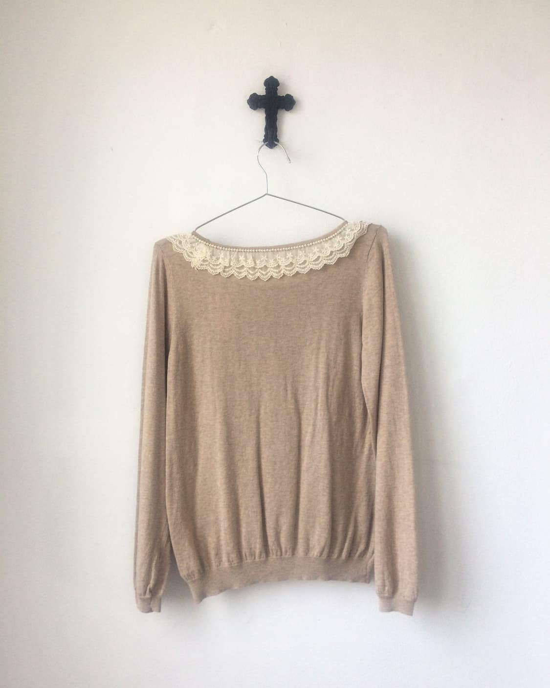 Lace trimming knit sleeve 상품이미지3