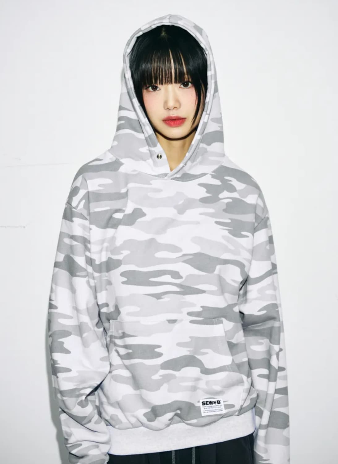 쏘비 버튼 카모 후드 화이트 상품이미지2
