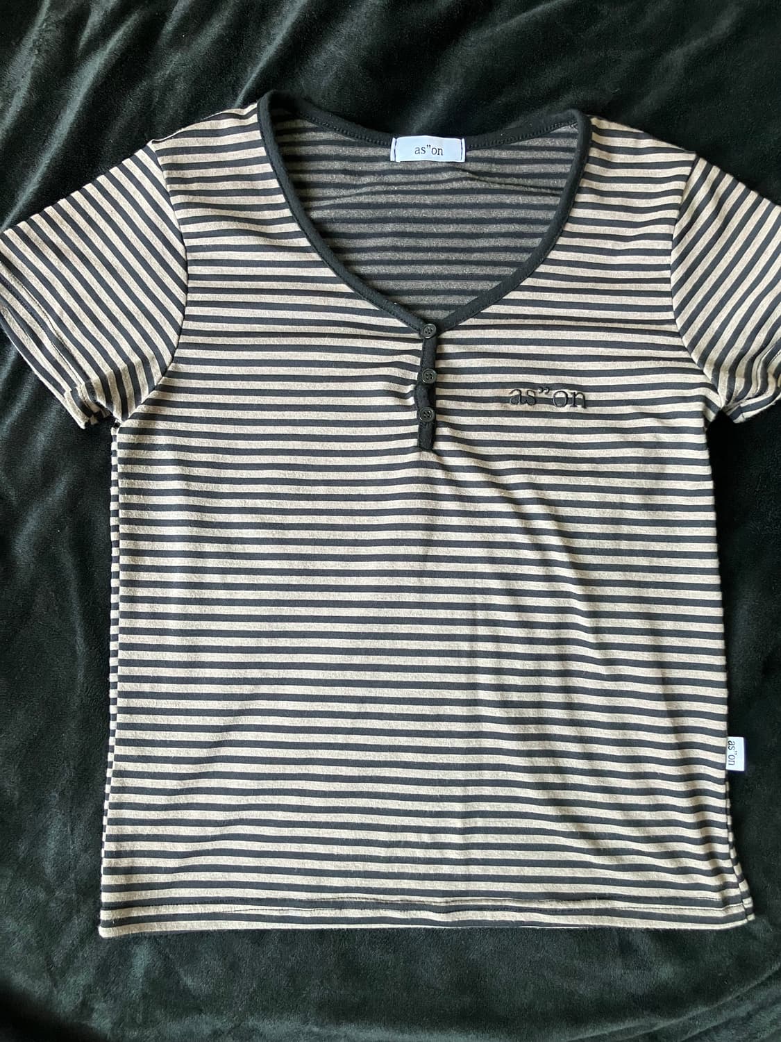 애즈온 CANDY STRIPE T / BLACK 반팔 상품이미지2