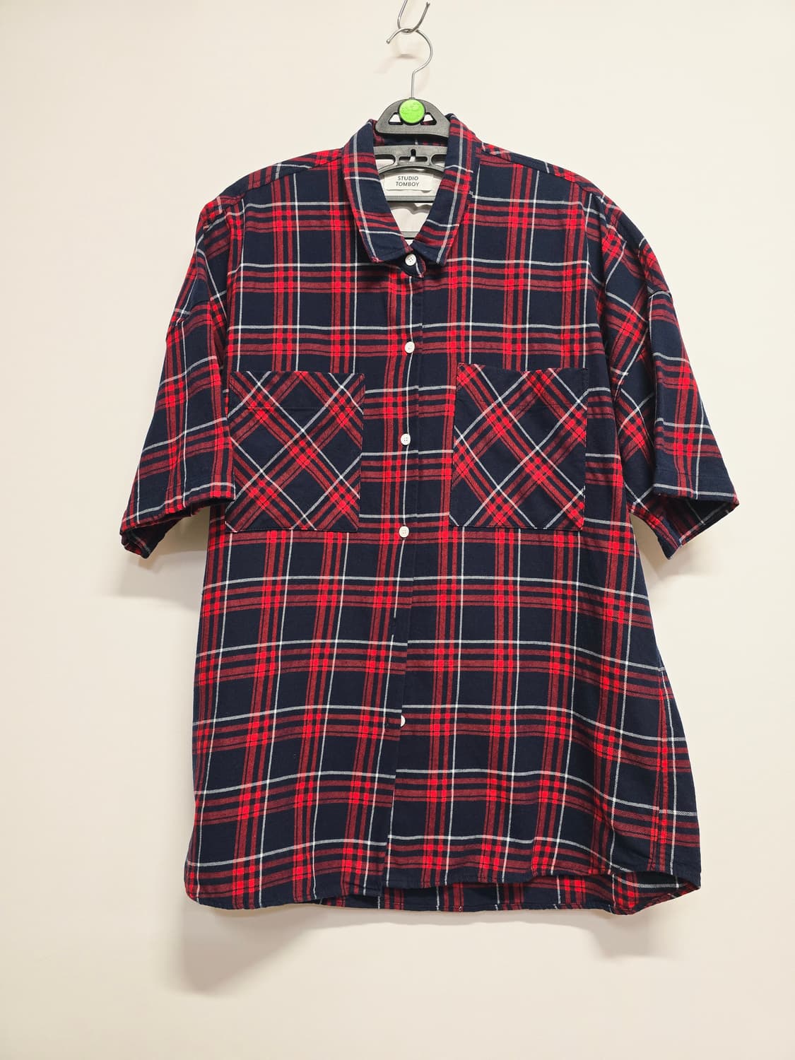 스튜디오 톰보이 레드 체크 반팔 셔츠 상품이미지1